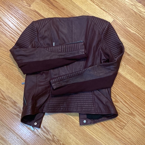 New Bcbg Maxazria burgundy moto biker leather jacket Blake - Picture 11 of 16